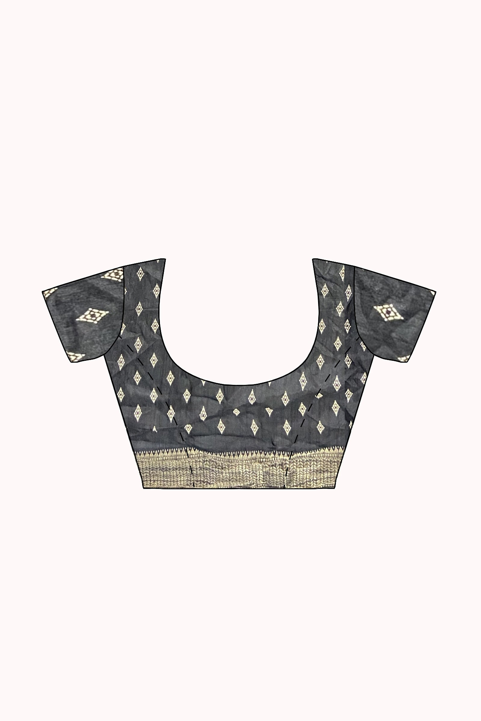 Black colored poly cotton ready to wear saree
